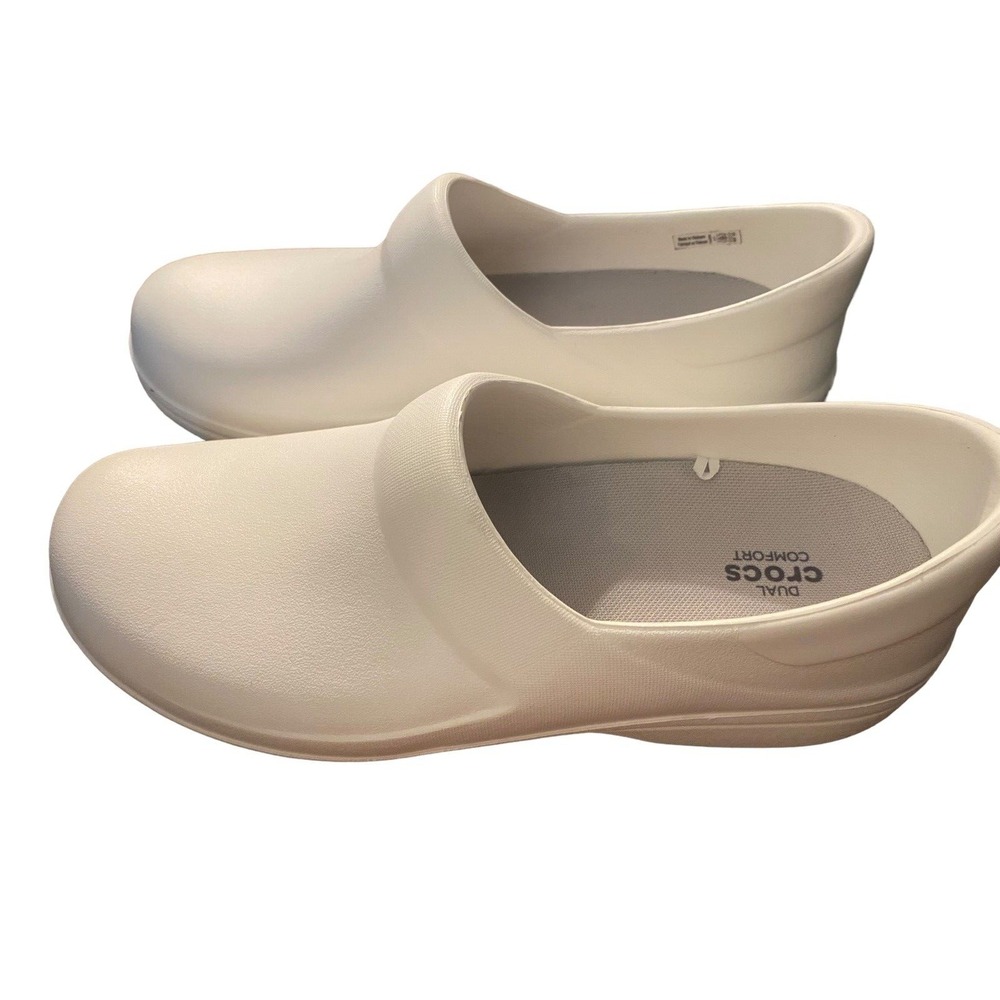 Crocs Dual Comfort Women's White Nurse Work Shoes Clogs 11 Woman Slip Resistant